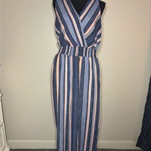 Striped Blue and Pink Jumpsuit
